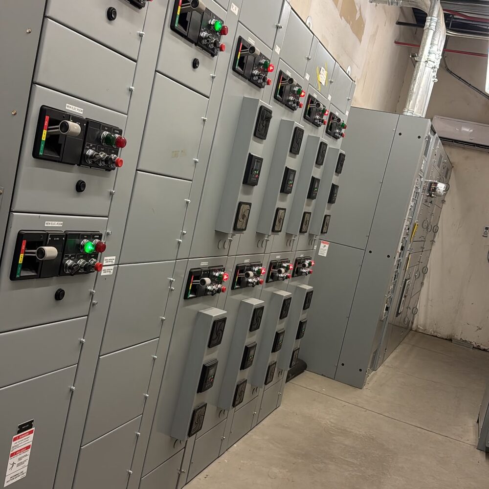 Eaton Freedom Series motor control center lineup installed by Diaz B Electric